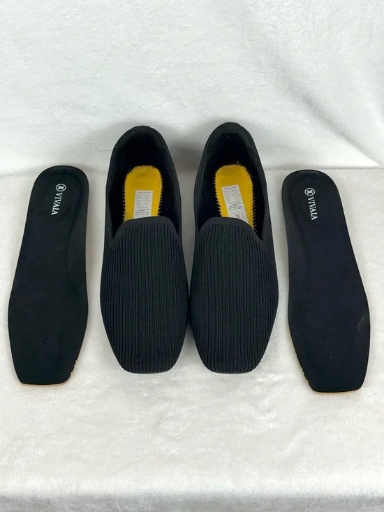 VIVAIA Knit Slip-On Flats Black Square Toe Comfort EU 41.5 ( US 7.5 ) - Picture 11 of 12